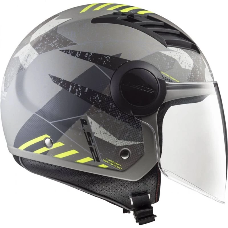 LS2 OF562 Airflow Camo Helmet (Matt Titanium|Yellow) 3 LS2 OF562 Airflow Camo Helmet (Matt Titanium|Yellow) - Image 3