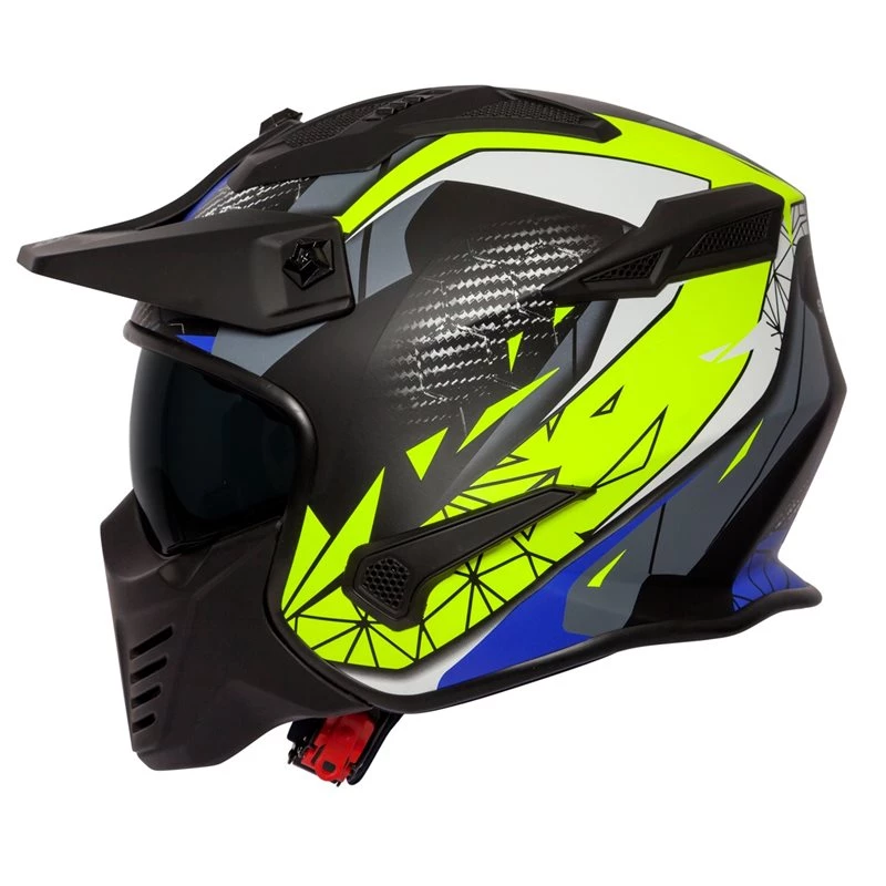 Spada Storm Open Face Helmet (Matt Black/Blue/Flo Yellow) 2 Spada Storm Open Face Helmet (Matt Black/Blue/Flo Yellow) - Image 2