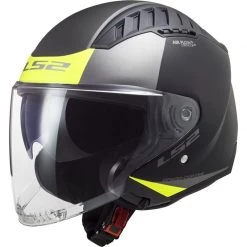 LS2 OF600 Copter Urbane Open Face Helmet (Matt Black/Hi Viz Yellow)