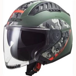 LS2 OF600 Copter Crispy Open Face Helmet (Military Green|Orange)