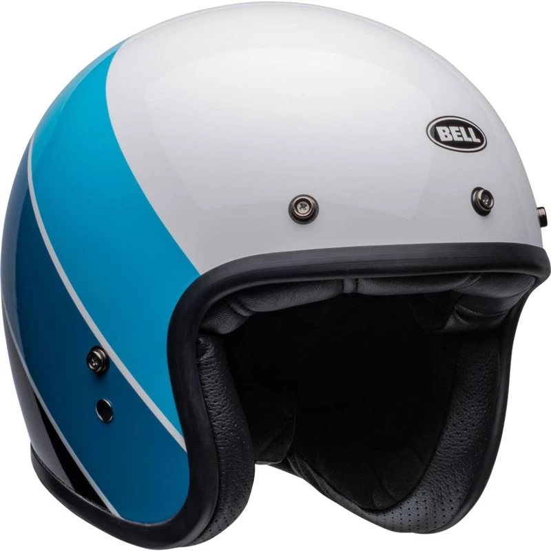 Bell Custom 500 Riff Open Face Helmet (Gloss White/Blue) 1 Bell Custom 500 Riff Open Face Helmet (Gloss White/Blue)